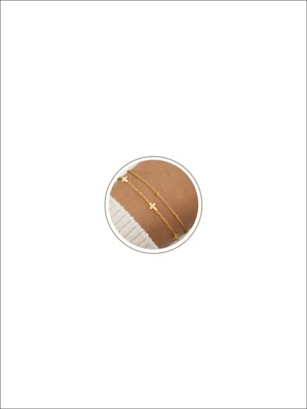 Gold Plated Cross Bracelet Set for Women Stackable Dainty 2PCS